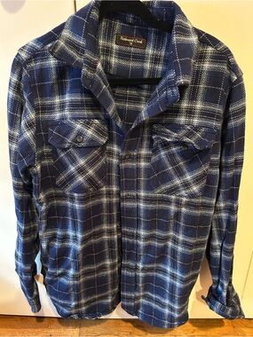 Redwood Creek: Navy Plaid Button-Up Shirt Jacket